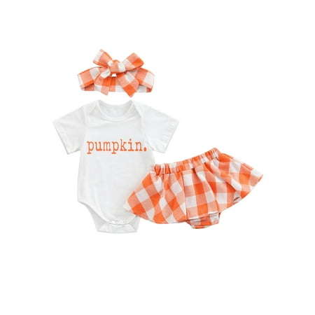 

Douhoow Summer Baby Girls Clothes Set Letter Print Short Sleeve Bodysuits+Plaid Shorts