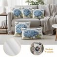 thumbnail image 6 of Blue Hydrangea Outdoor Waterproof Pillow Covers, Spring Vintage Botanical Butterfly Decorative Rectangle Throw Pillowcase Sofa Cushion Sham for Patio/Couch/Chair, 20"x12" 2 Pack, 6 of 8
