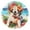 Black, variant on Bulldog Puppy in Floral Seaside Beach Round Wall Clock Silent Analog Battery Operated Black Pointer Home Decor 9.84" Diameter