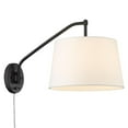 thumbnail image 1 of Golden Lighting Ryleigh 1 Light Articulating Wall Sconce Matte Black Modern White Shade, 1 of 1