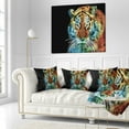 thumbnail image 2 of Designart Illuminating Tiger Head View - Contemporary Animal Throw Pillow - 18x18, 2 of 4