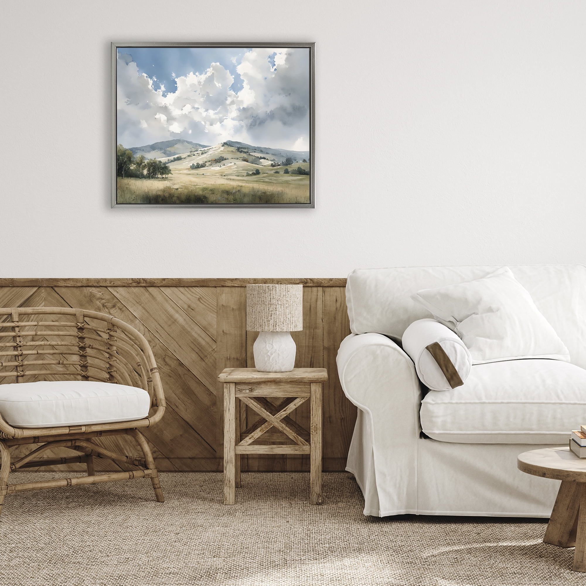 Stupell Industries Tranquil Hills Meadow Gray Framed Floater Canvas Wall Art, design by Franklyn Gregory