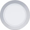 thumbnail image 1 of Creative Converting 347873 10 in. Silver Rim Plastic Banquet Plates - 120 Count, 1 of 2