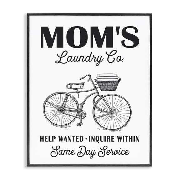 Stupell Industries Shabby Chic Mom's Laundry Co Black Framed Giclee Art, 11 x 14, by Lettered and Lined