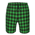 thumbnail image 3 of Balery Buffalo Plaid Green Black Traje de Baño Estilo Hawaiano para Hombre, Shorts de Secado Rápido con Bolsillos-Large, 3 of 6