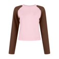 thumbnail image 5 of Cropped Long Sleeve Tops For Women Tight Layering Basic Tee Fashion V Neck Slim Fitted Tops Y2k Teen Girls Juniors Tight Shirt Pink S, 5 of 6