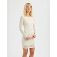 thumbnail image 3 of Mesh Round Neck Stone Embellished Long Sleeve Mini Dress, 3 of 5