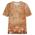 thumbnail image 4 of Babysbule Women's Summer Tops Casual Retro Floral Printed Round Neck Short Sleeve Blouses, 4 of 4