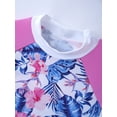 thumbnail image 7 of YONGHS Kids Girls Floral 2 Pieces Rash Guard Short Sleeve Top with Shorts Swimsuit 4-16, 7 of 7