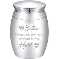 Small Keepsake Urns Mini Cremation Urn for DIY Human Ashes Alloy Sharing Funeral Urn Memorials Ashes Holder Miniature Container for DIY Brother Family Friends Pets 1.6x1.2 Inch-Silvery
