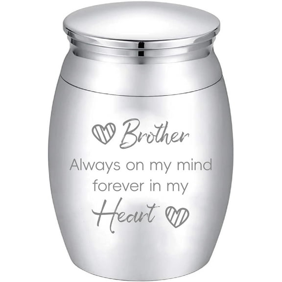 Small Keepsake Urns Mini Cremation Urn for DIY Human Ashes Alloy Sharing Funeral Urn Memorials Ashes Holder Miniature Container for DIY Brother Family Friends Pets 1.6x1.2 Inch-Silvery