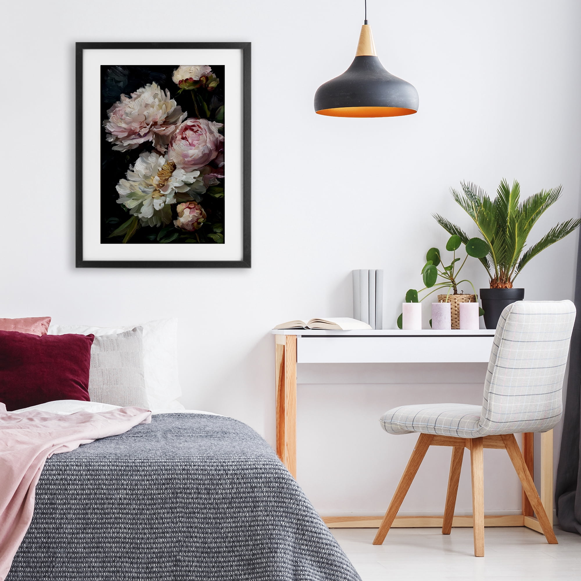 Stupell Industries Soft And Moody Peonies Black Framed Print Under Glass, design by Petal Prints Design