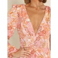 thumbnail image 6 of Women's Autumn Long Floral Dress Long Sleeve Deep V Neck Backless A-line Party Dress, 6 of 9