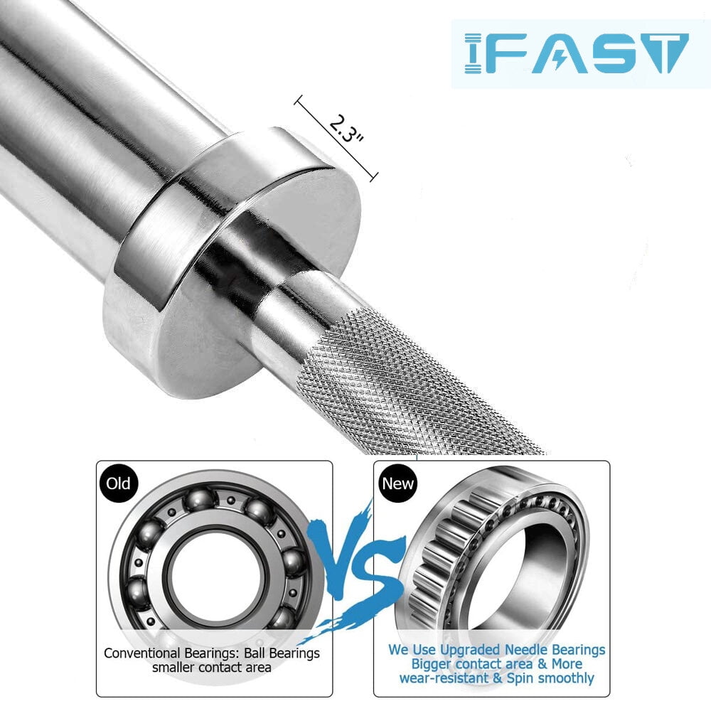 Home Gym Equipment, Barbell Bar for 2" Olympic Plates, Home Gym Weightlifting Bar 4Ft Solid Weight Bar 5Ft Fitness Training Curl Barbell 7.2Ft, Silver Exercise Equipment,Fitness Equipment