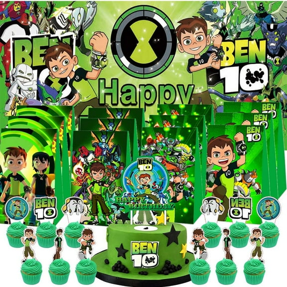 Ben 10 Goodie Bags Treat Candy Decorations Party Favor Supplies Birthday Cake Topper Backdrop Banner