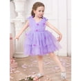 thumbnail image 5 of IBTOM CASTLE Toddler Girls Butterfly Birthday Dress Rainbow Tulle Formal Wedding Party Ruffle Tutu Dresses for Photo Shoot 2-3 Years Purple, 5 of 9