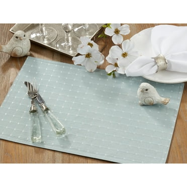 Saro Lifestyle Stitched Line Table Mats (Set of 4) Aqua