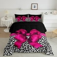 thumbnail image 2 of jejeloiu Cute Bowtie Ribbon Full Size Comforter Sets,Chic Leopard Print Bedding Comforter Set,Romantic Valentine'S Day Gifts Bedding Sets For Men Women,Luxury Bedroom Decor,3 Pieces, 2 of 8