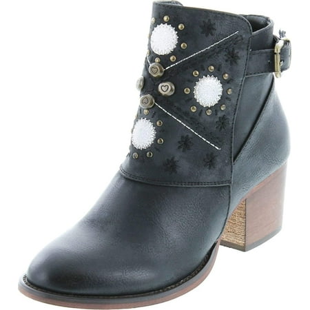 

GC Shoes Austin Western Ankle Boots - Zip-Up Metal Studded Stacked Heel Boot (95 B(M) US Black)