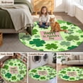 thumbnail image 5 of Happy St. Patrick's Day Round Area Rug 8Ft Washable Large Circle Rugs for Living Room Dorm, Spring Lucky Shamrock Cloud Green Non-Slip Carpet Floor Mats Indoor Outdoor Carpet Runner Home Decor, 5 of 8