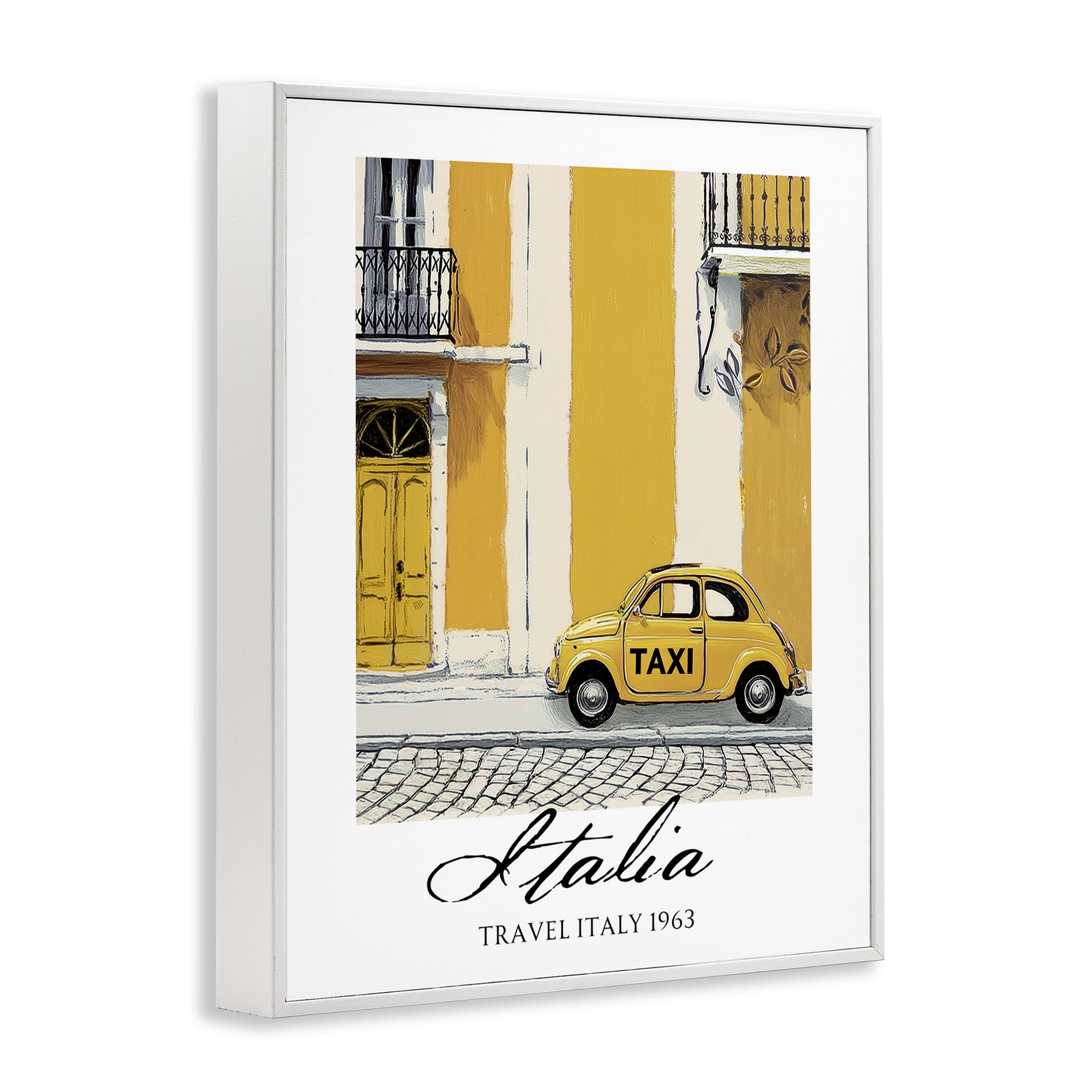 Stupell Industries Travel Italia Taxi White Framed Giclee Art, design by Annabelle Hall