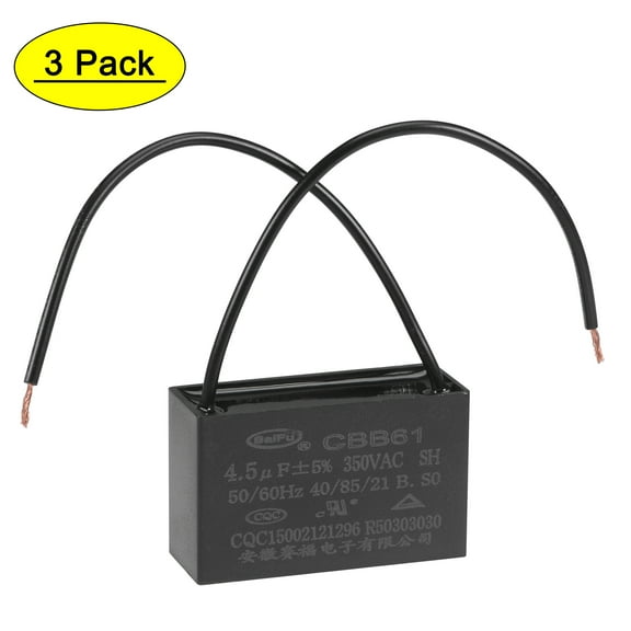 Uxcell 4.5uF 350V AC 2 Wires CBB61 Ceiling Fan Capacitors 3 Pack