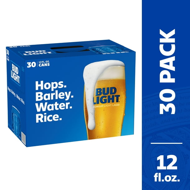 Bud Light Beer, 30 Pack Beer, 12 FL OZ Cans, 4.2?V - Walmart.com - Walmart.com