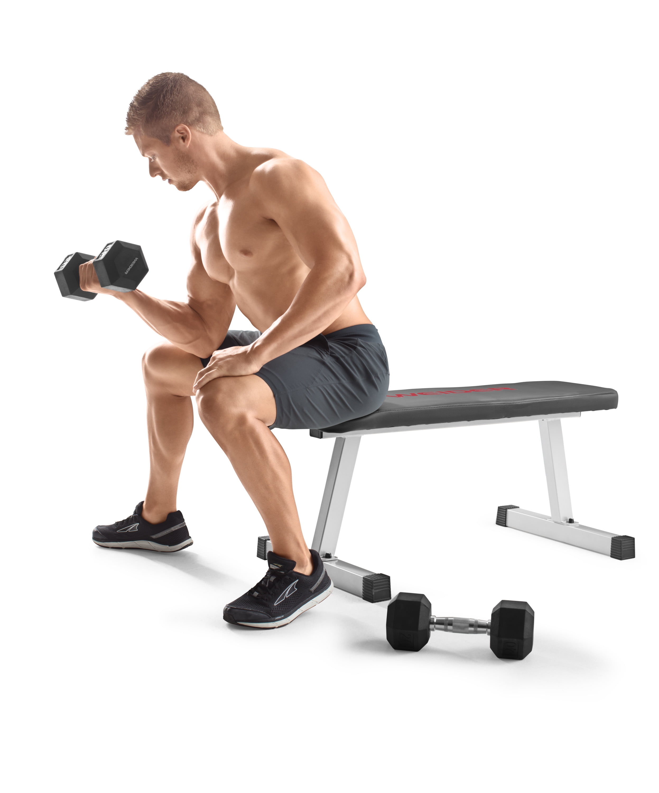 Weider Strength Flat Weight Bench with Sewn Vinyl Seats and 460 lb. Total Weight Capacity Walmart