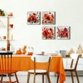 thumbnail image 3 of Flower Canvas Wall Art Red Orange Wall Decor Rustic Farmhouse Floral Posters for Kitchen Dinner Room Home Decorations Spring Blooming Poppies Pictures Wildflower Painting Framed Artwork 16x16 4 Pcs, 3 of 6