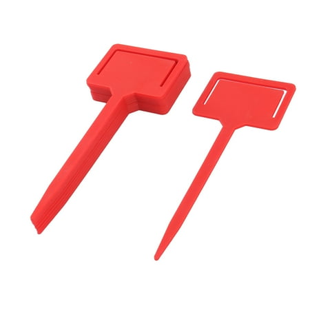 Rectangle Name Tags - Garden Yard Plastic Rectangle Head Plant Flower Name Marking Tag Label Red 10pcs