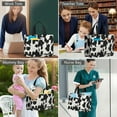 thumbnail image 6 of Canvas Tote Bag for Women with Compartments, Medium Black Cow Chechered Teacher Student Shoulder Bag Nurse Purses Crossbody Bags Work Laptop Book Bag Satchels Handbags, 6 of 6