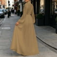 thumbnail image 5 of Ovbmpzd Fall Maxi Dresses for Women Long Sleeves Summer Elegant Pleated Wedding Guest Dresses Party Beige Semi formal Shirt Dresses,S, 5 of 5