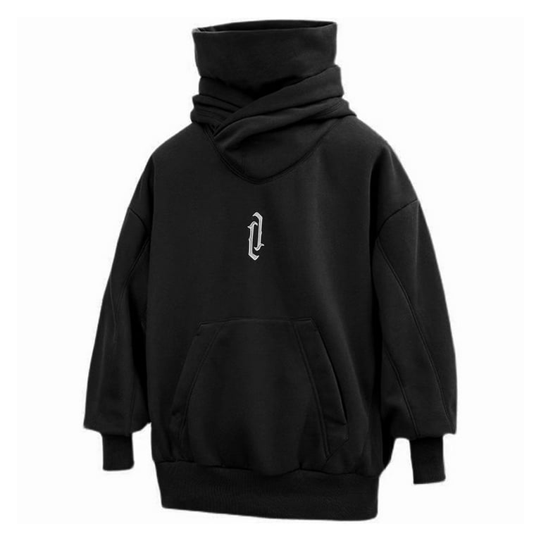 Everlane Sweatshirts for Men Male Man Autumn and Winter Solid Long Sleeve Hoodie Pocket High Collar Loose Hooded Sweatshirt Hiphop Oversized