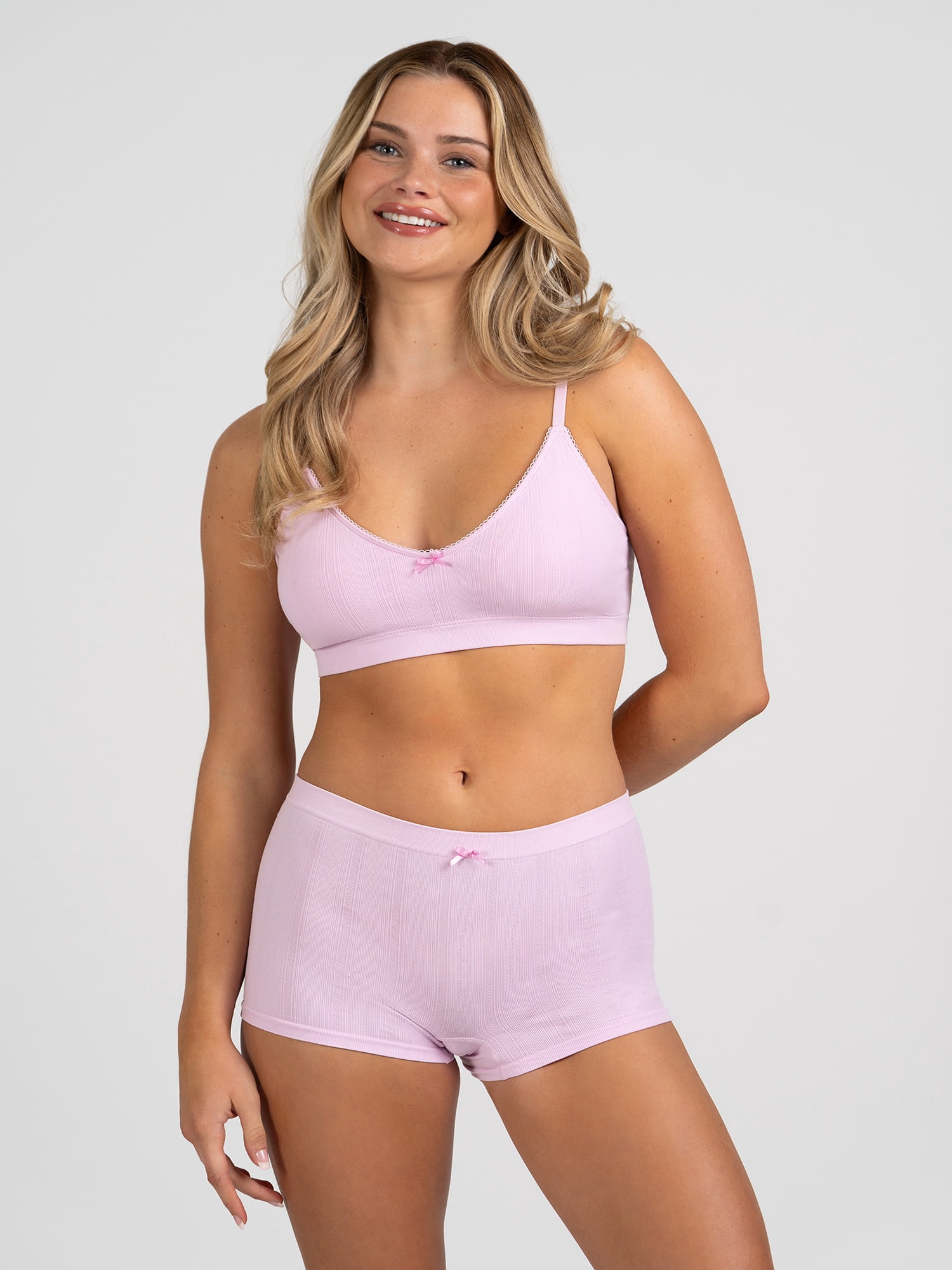 No Boundaries Seamless Triangle Bralette & Boyshort Set, 2-Piece, Women's XS-XXXL