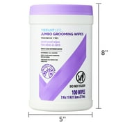 Vibrant Life Jumbo Grooming Wipes for Dogs & Cats, Fragrance Free, 100 Wipes
