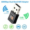 thumbnail image 2 of USB WiFi Bluetooth Adapter, 600Mbps Dual Band 2.4/5Ghz Wireless Network External Receiver, Mini WiFi Dongle for PC/Laptop/Desktop, 2 of 8
