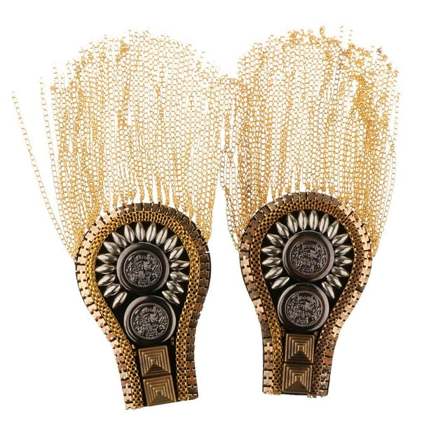 1 par de broches con borlas retro para hombreras, insignias para disfraz, joyería Oro