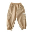 thumbnail image 2 of Kids Workwear Pants 2026 New, Spring Fall Casual Wide Leg Cargo Pants for Boys and Girls, Elastic Waist & Cuff Loose Fit Trousers for Daily Wear Khaki 100, 2 of 8