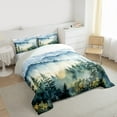 thumbnail image 3 of Homewish Natural Landscape Queen Comforter Set,Tropical Pine Tree Bedding Sets,Green Blue Bedding Comforter Set For Adult,Microfiber Bedroom Decor Reversible,3-Piece, 3 of 8