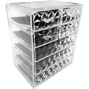 Sorbus Acrylic Cosmetic Makeup and Jewelry Storage Case Display, Spacious Design, Diamond Pattern, 3 Large/4 Small Drawers