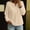 Khaki, variant on Women Top Sevevn Henley Notched Neck Loose Fit Waffle Knit Fabric Drop Shoulder Long Sleeve Ribbed Cuffs Pullover For Daily Office Casual Wear