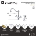 thumbnail image 4 of Kingston KS1231BXBS Heritage Two-Handle 2-or-4 Hole Kitchen Faucet with Brass Sprayer in Polished Chrome, 4 of 4