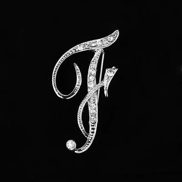 Broche de diamantes de imitación con 26 letras, elegante broche de aleación para ropa, ramillete de diamantes, broche con letras en inglés