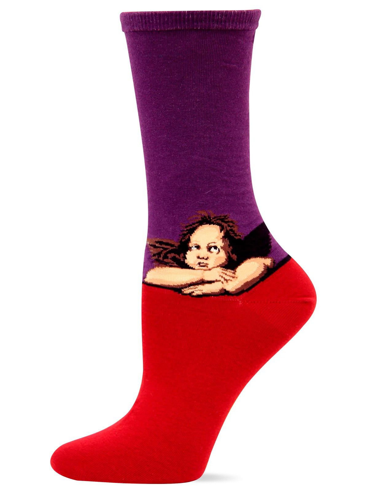 Size 9-11 Purple - 1 Pair Women's Socks Hot Sox RAPHAEL'S ANGELS - HS-0089