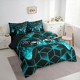 thumbnail image 3 of Castle Fairy Gradient Gamer Boy 7pcs Bedding Comforter Set,Abstract Geometric Queen Bedding Sets Super Cozy,Black Teal Queen Sheet Sets,Luxury Bedroom Decor, 3 of 8