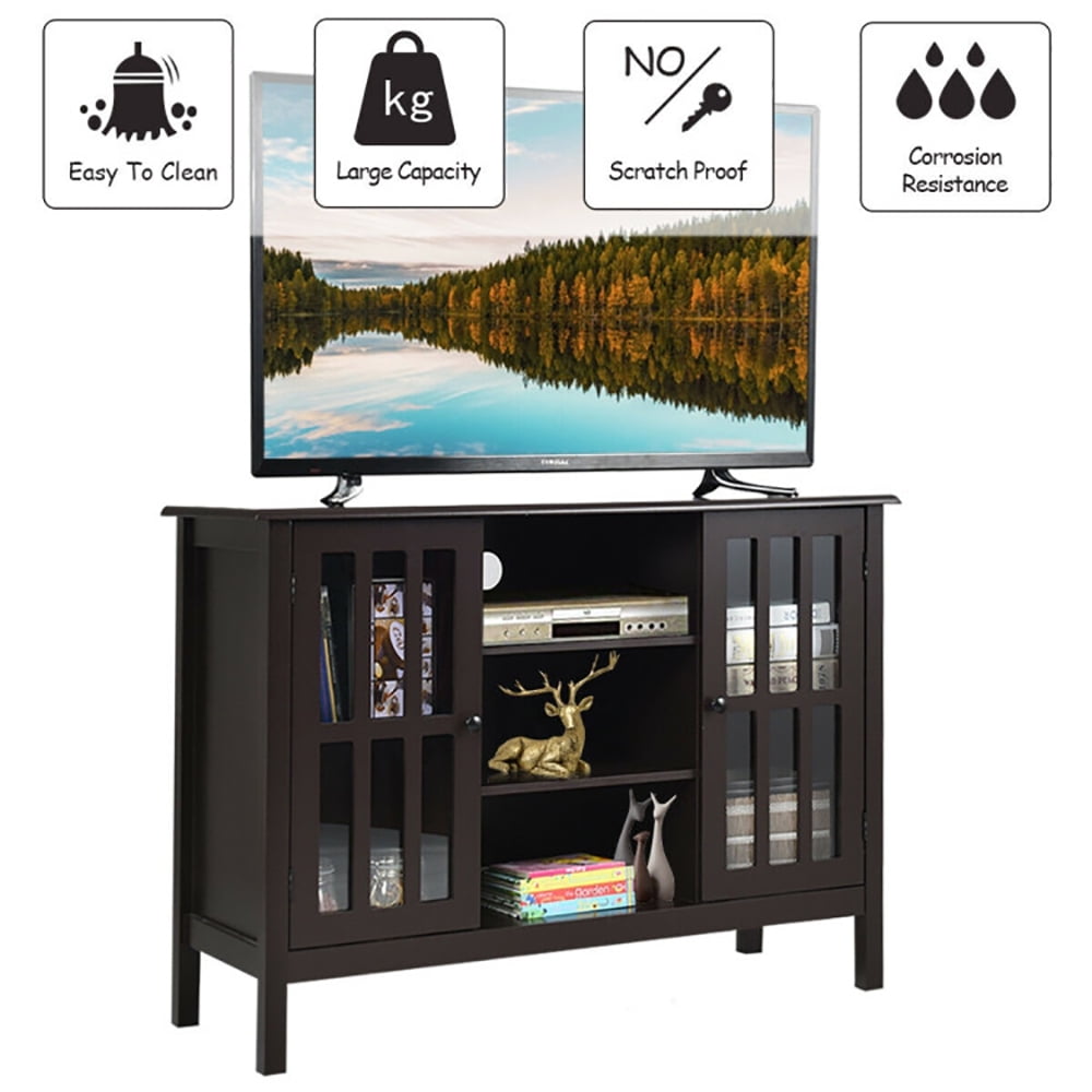 Finihen TV Stand, TV Cabinet, Wooden TV Stand Console Cabinet for 50 Inch TV, for Living Room, Bedroom, Brown