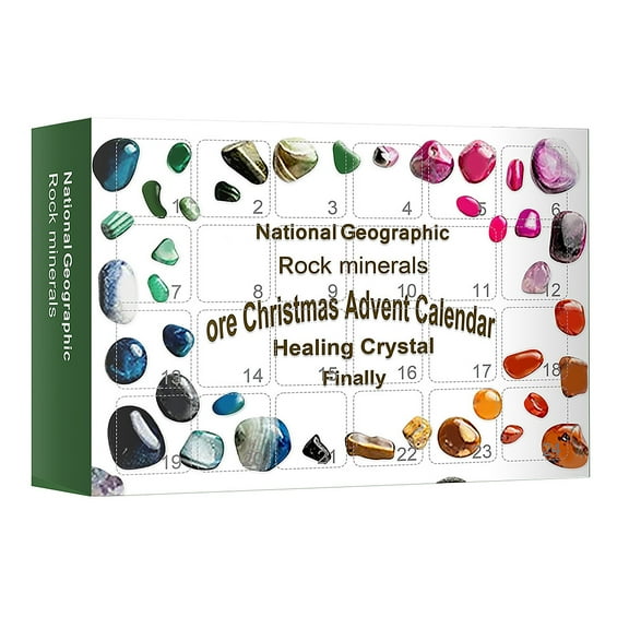 Advent Calendar 2024 24 Pcs Crystal Gemstone Stone Minerals Box Complete Rock Collection Christmas Countdown Kids Gift