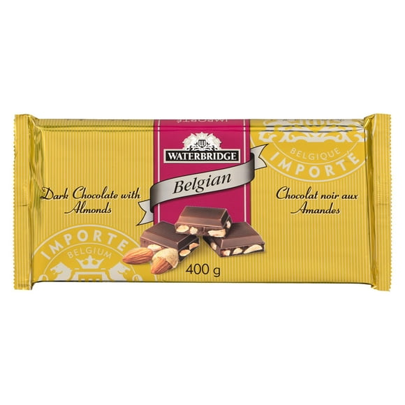 Tablette de chocolat noir avec amandes de Waterbridge 400g