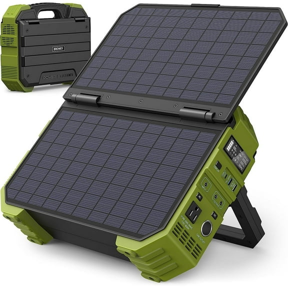 BROWEY 600W Continuous / 1200W Peak Portable Solar Generator with 1 Solar Panel