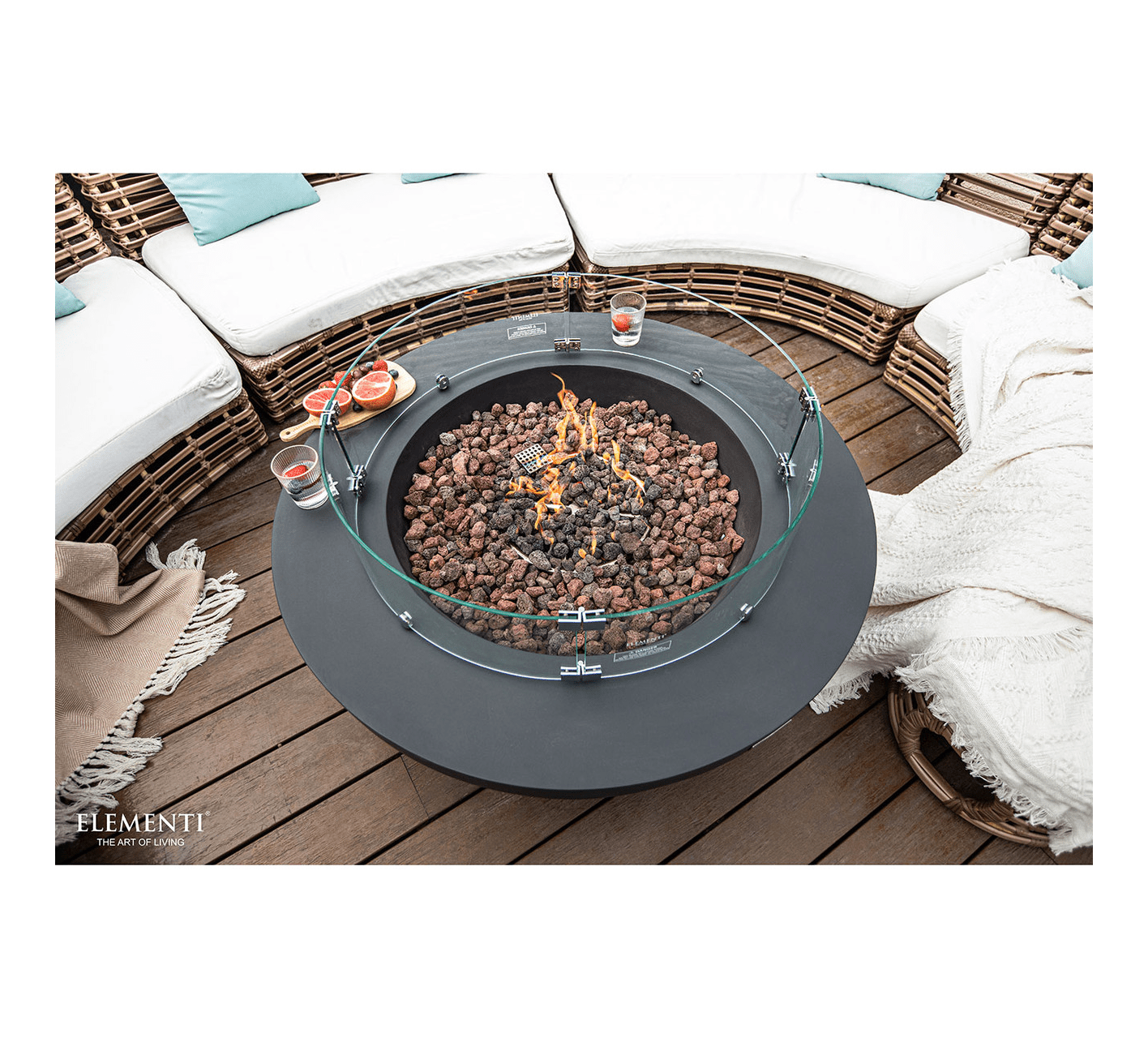 Elementi 42" Lunar Bowl Fire Pit - Dark Gray, Natural Gas